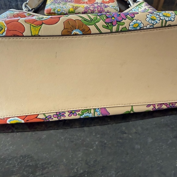 Coach Floral Shoulder Bag and Wallet Set - Red, Purple, Yellow on Cream - Picture 6 of 16